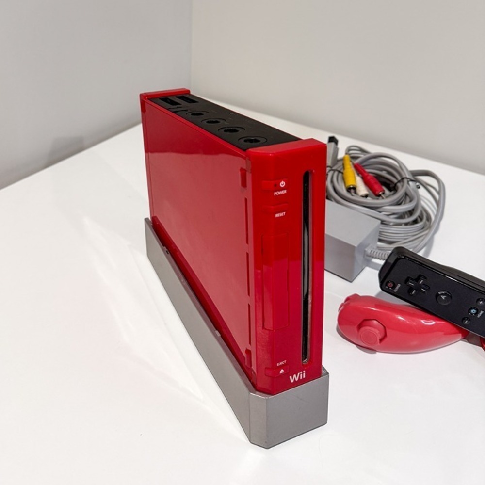 Red Nintendo Wii Console Bundle RVL-001 w/ Controller, Nunchuk, Cables - Tested - Picture 3 of 11